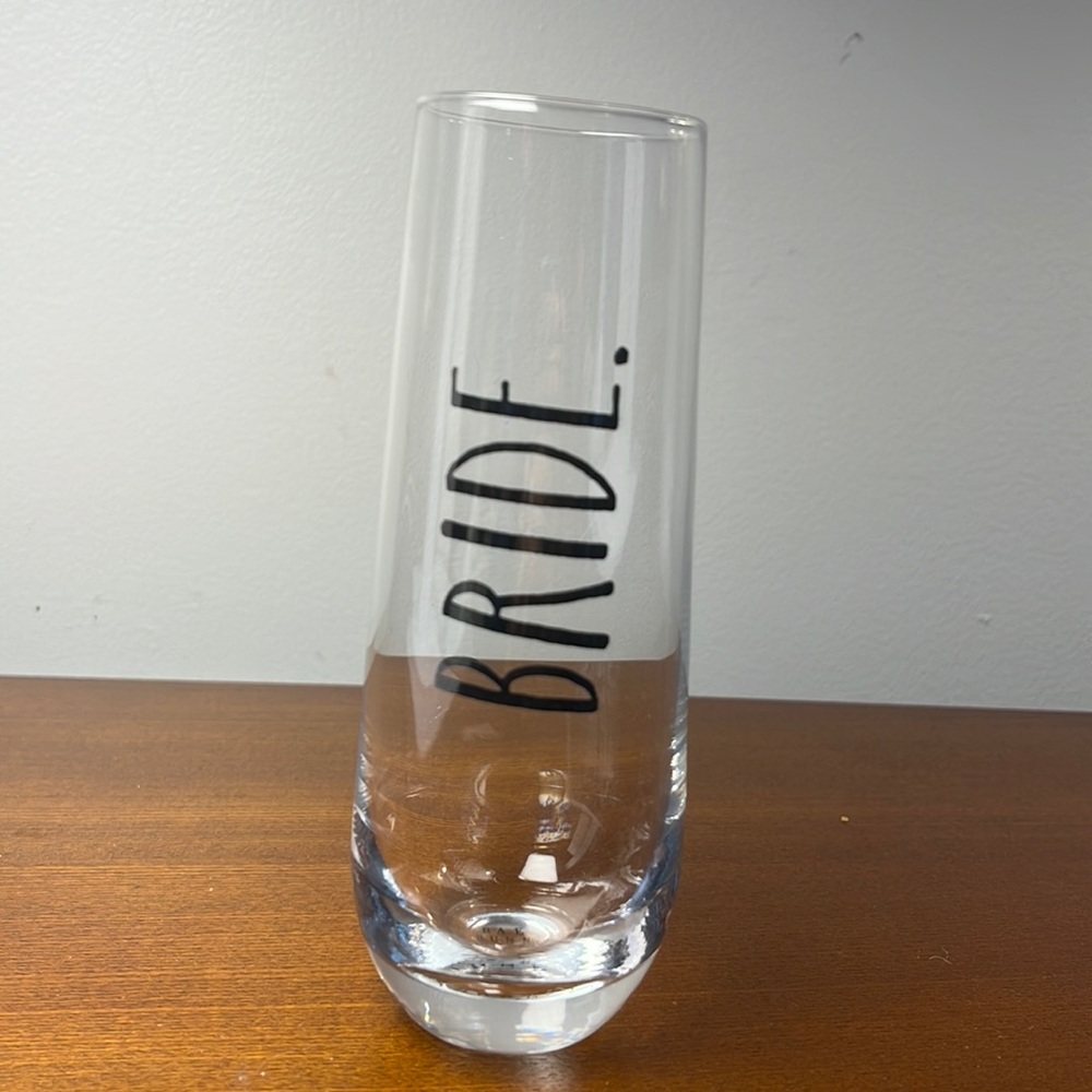Rae Dunn Bride champagne stemless glass